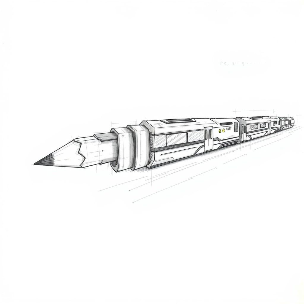 Pencils Transform Into Bullet Train In Surreal Sketchbook Ar...