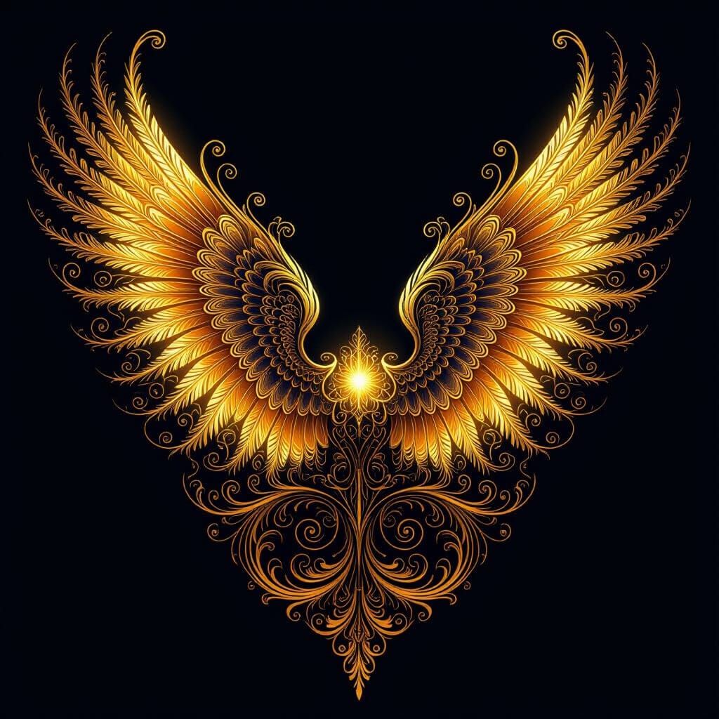 Baroque Wings With Glowing Gold Filigree