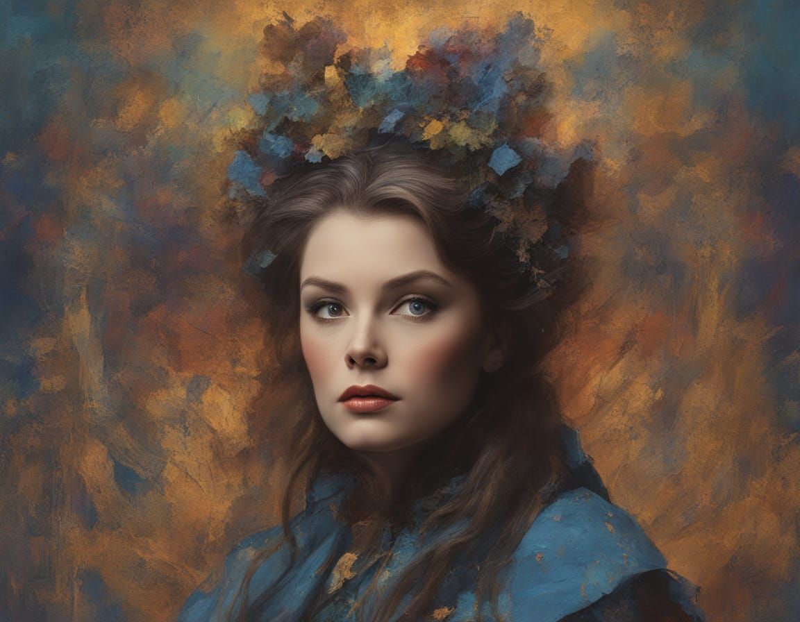 Marsha Mason 1973 Portrait in Dreamy Grunge Fantasy Style