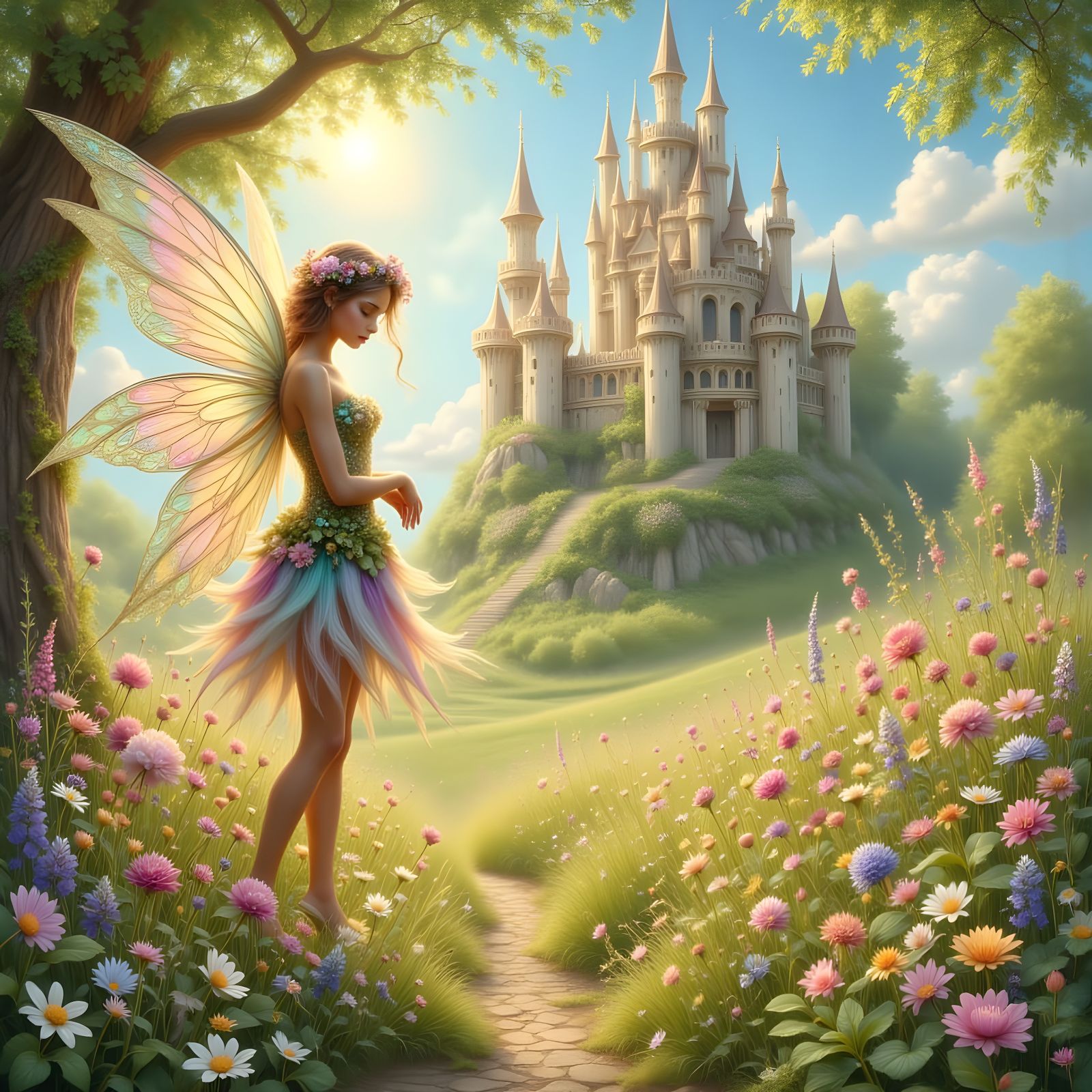 Fairy Guardian of a Summer Castle in Impressionist Style