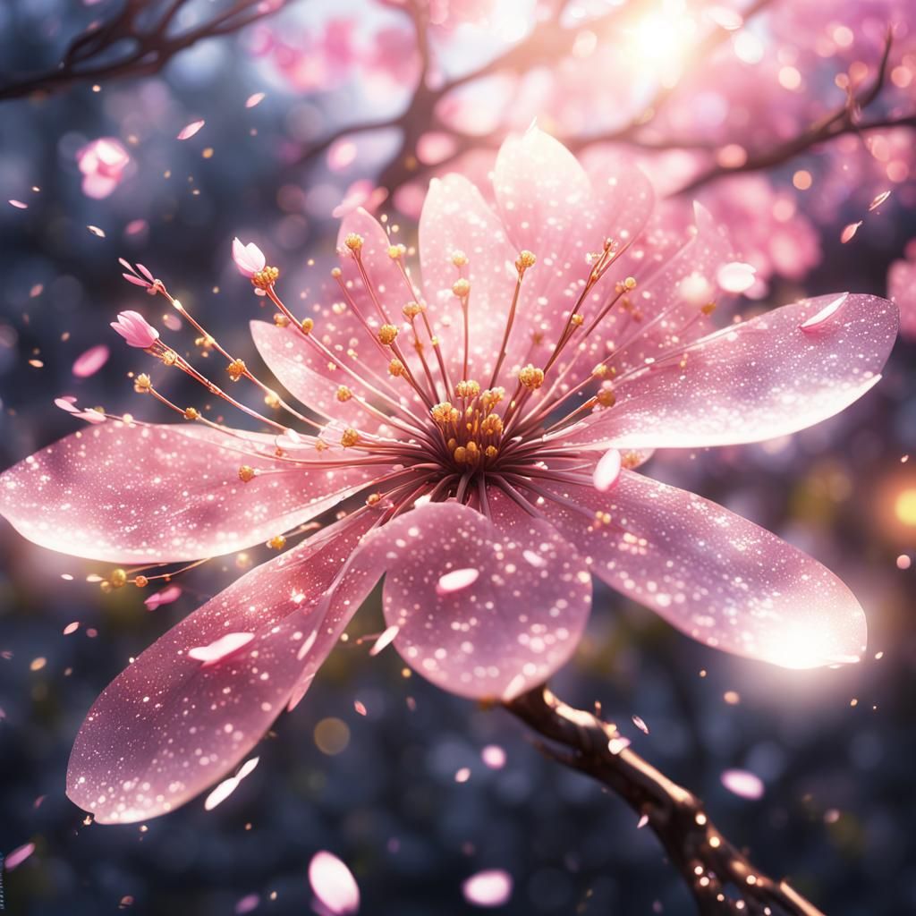 Epic Sakura Flower in a Fantasy Anime Style