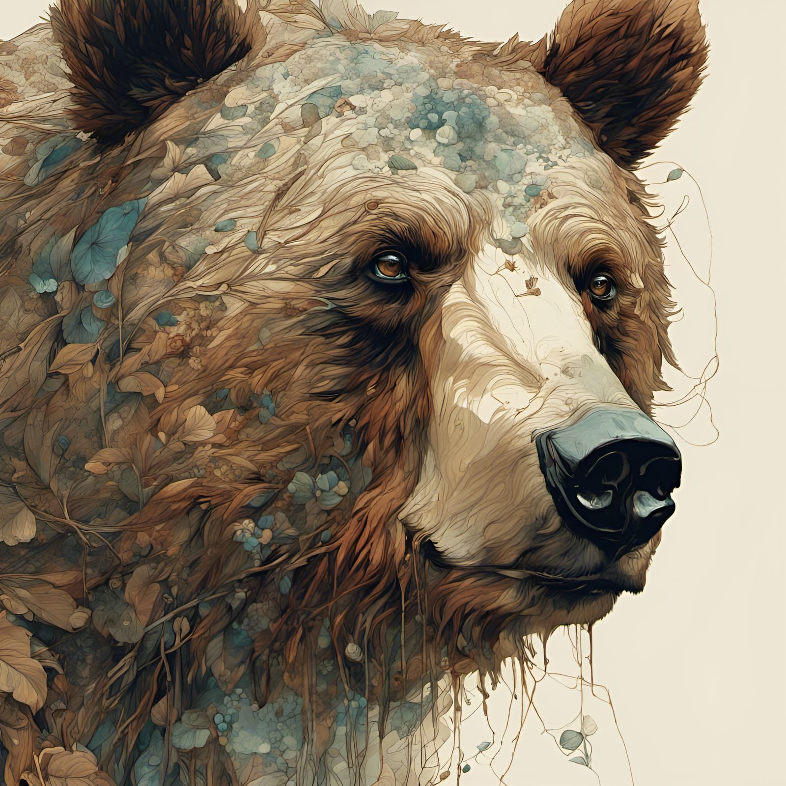 Detailed Bear Portrait Digital Painting