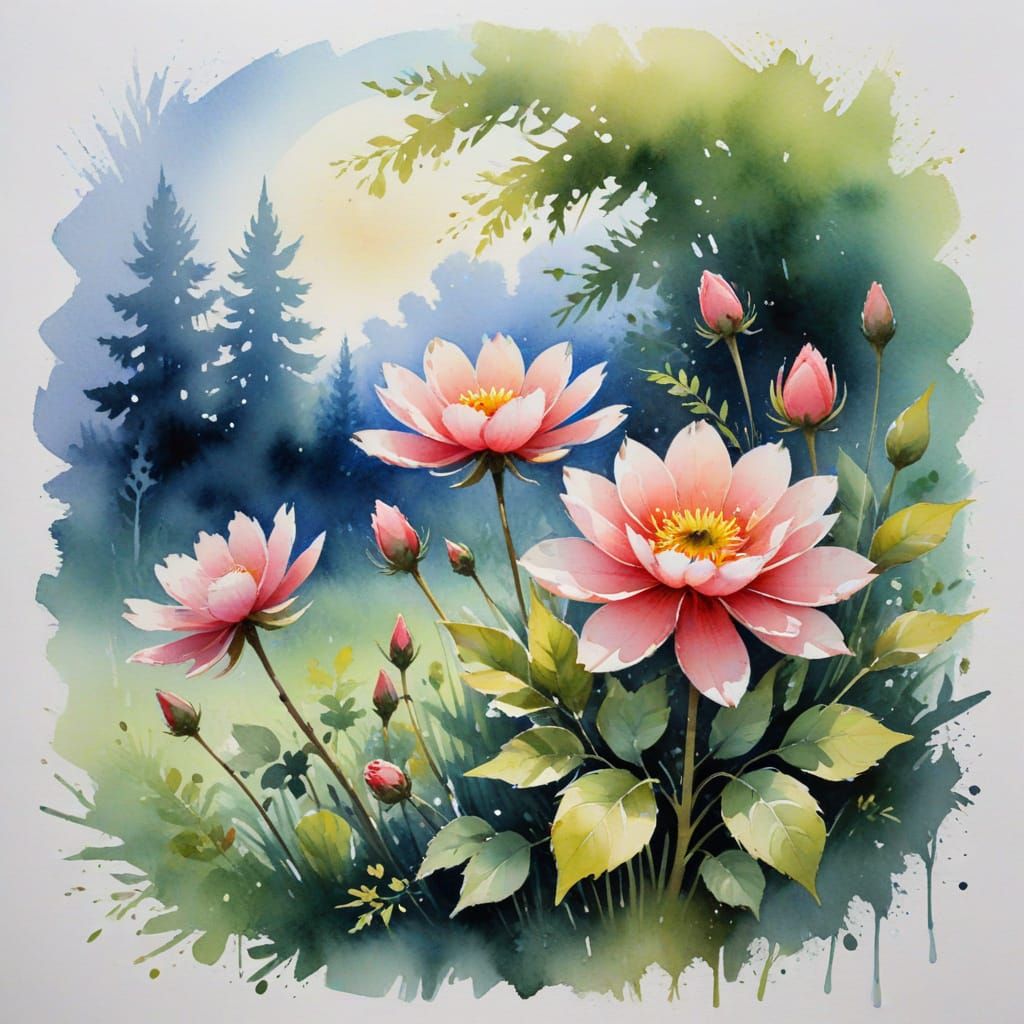 Watercolor Masterpiece of Spring Florals