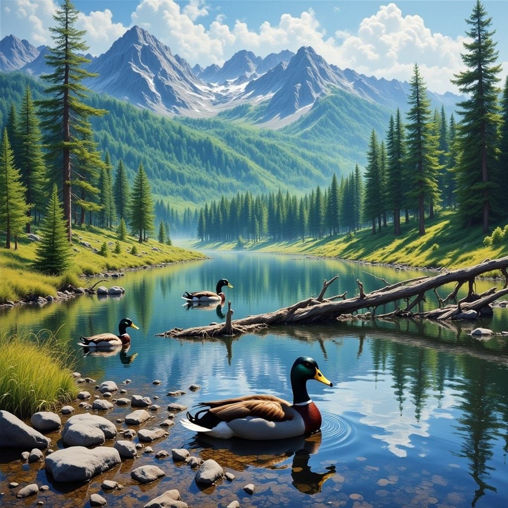 Purple Mountain Landscape with Unique Style