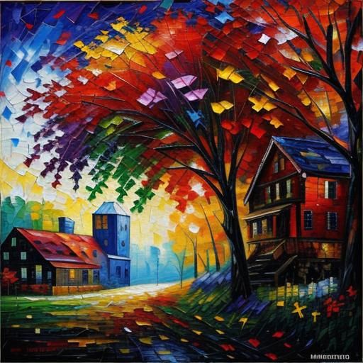 Colorful Mosaic Patchwork in Expressionist Style