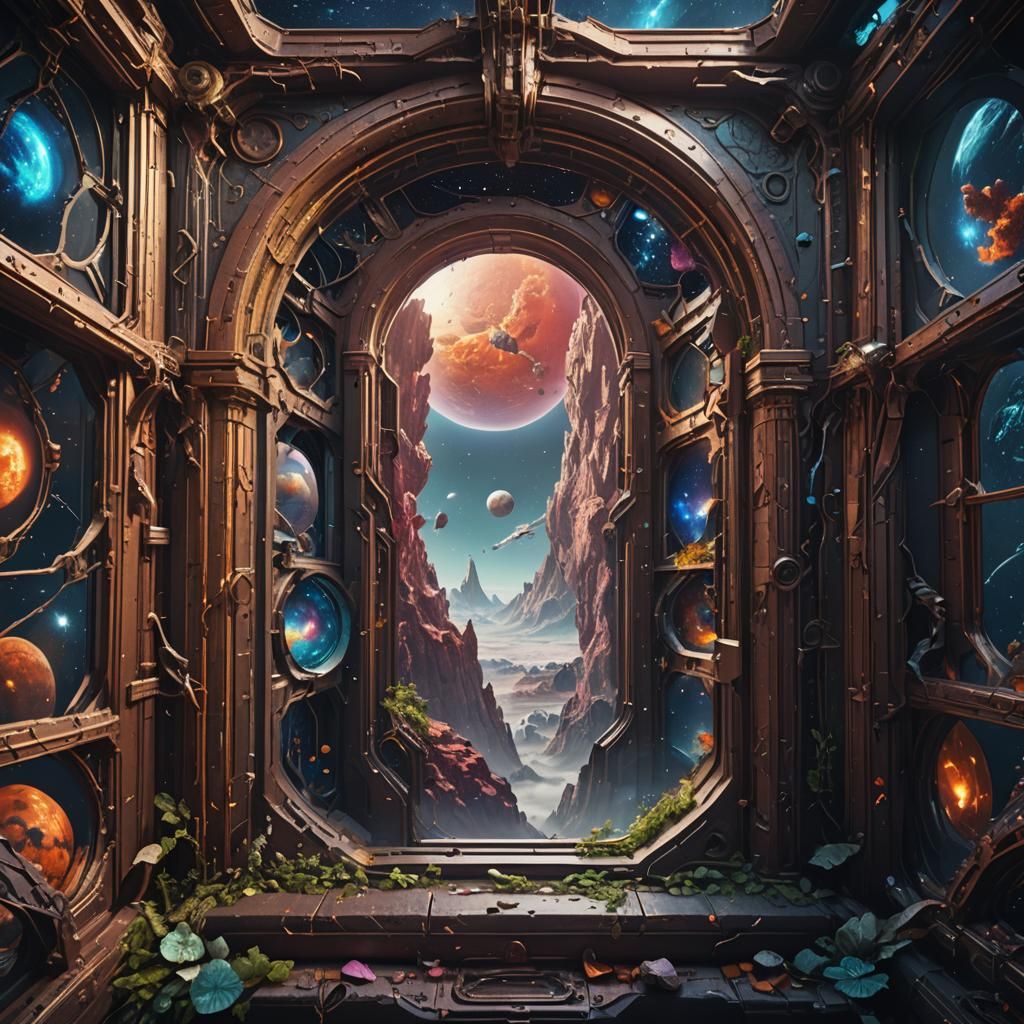 Fantastical Space Window in Detailed Matte Painting