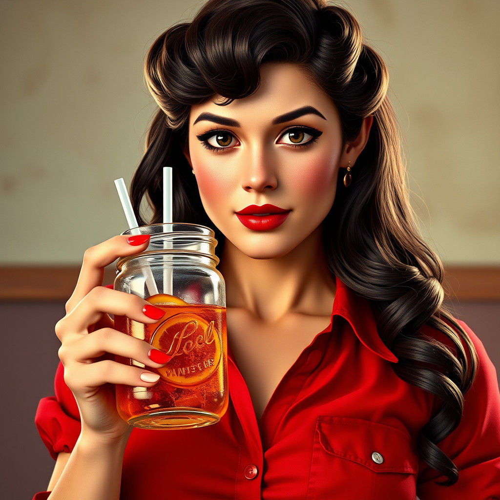 1950s Rebel Girl Portrait in Pinup Style