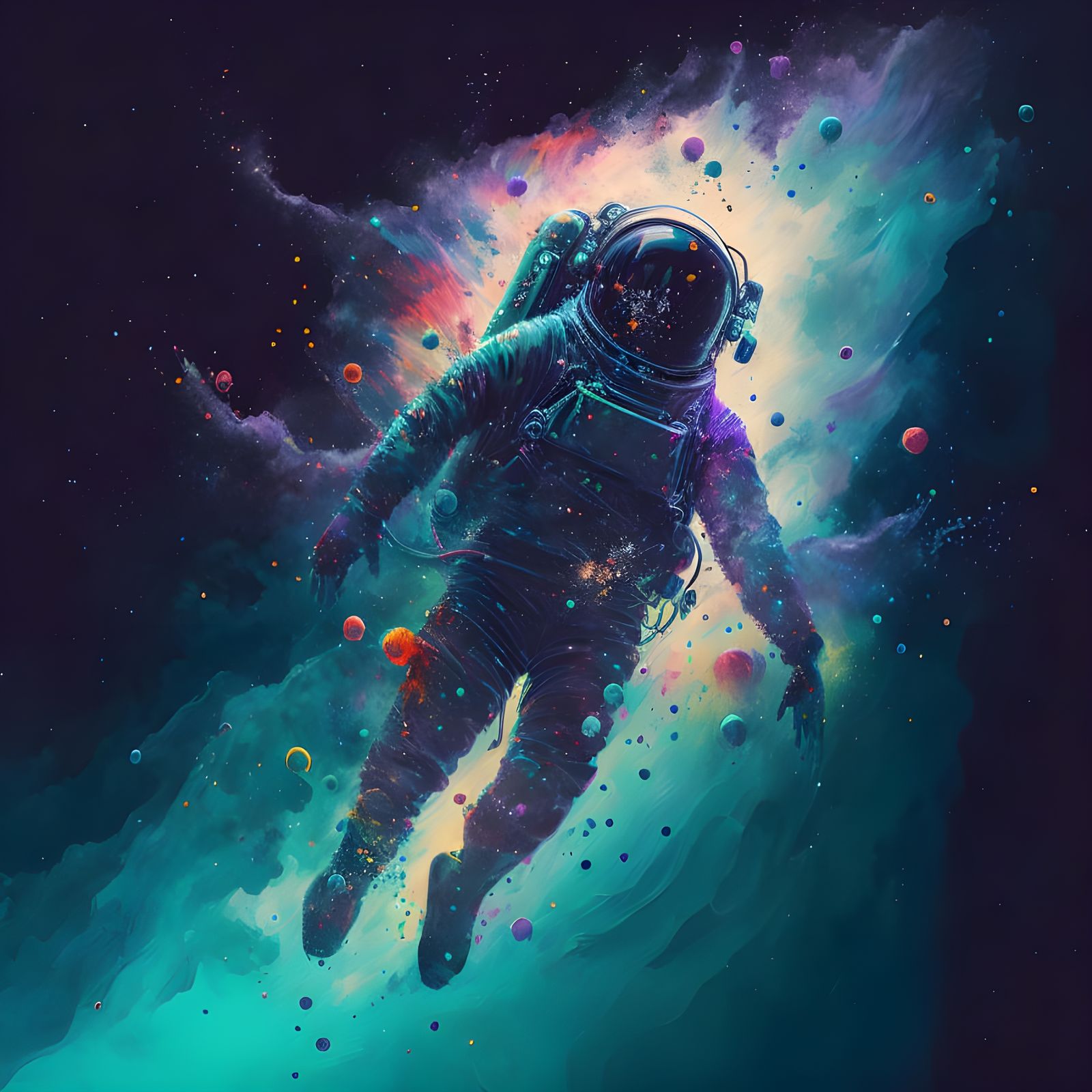 Treading Cosmic Bubbles - A MidJourney Creation