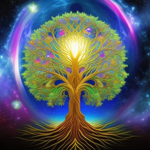Cosmic Tree of Life in Anime Style