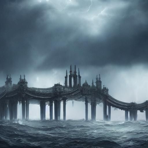 Surreal Amoeba in Stormy Sky: Digital Matte Painting