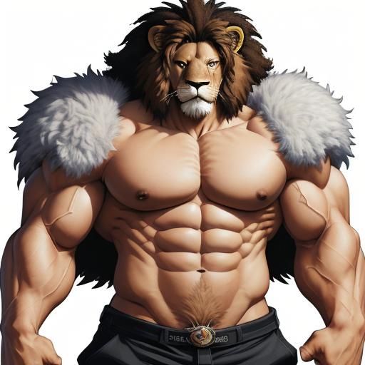 Furry lion male big muscles