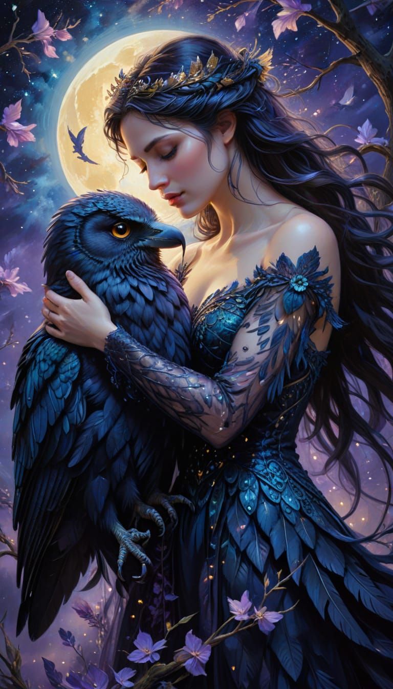 Goddess and God of Night in Cinematic Oil Painting