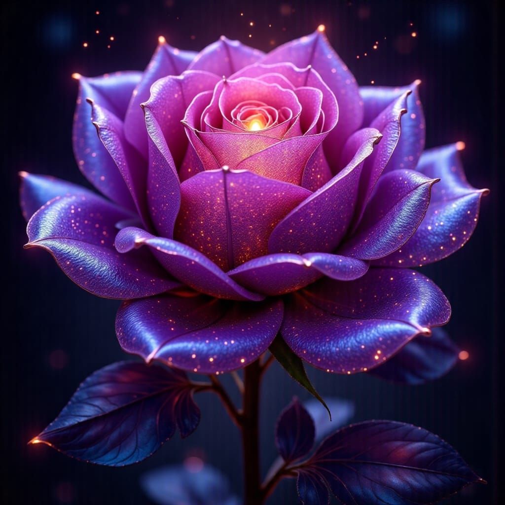 Purple Steampunk Rose with Metallic Sheen