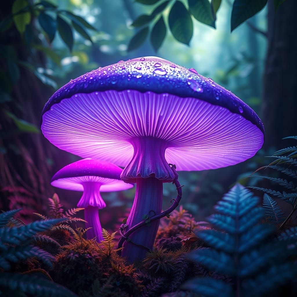 Mystical Forest Realm with Glowing Mushrooms