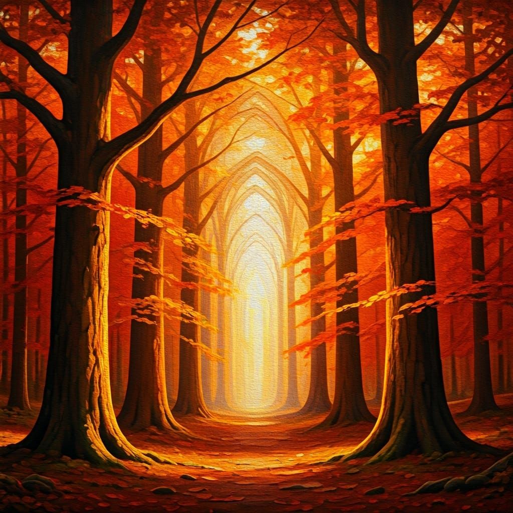 Majestic Forest Cathedral in Autumn Light