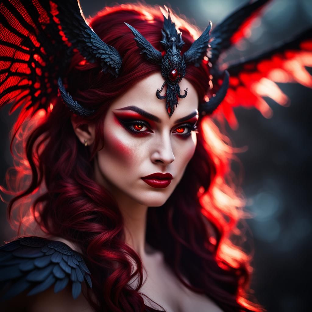 Ethereal Demon Queen in Moonlight: Professional Photography