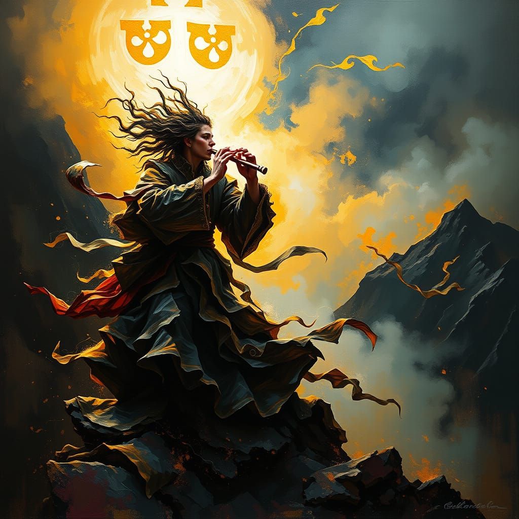 Ethereal Baroque Flute Player in Gothic Splendor