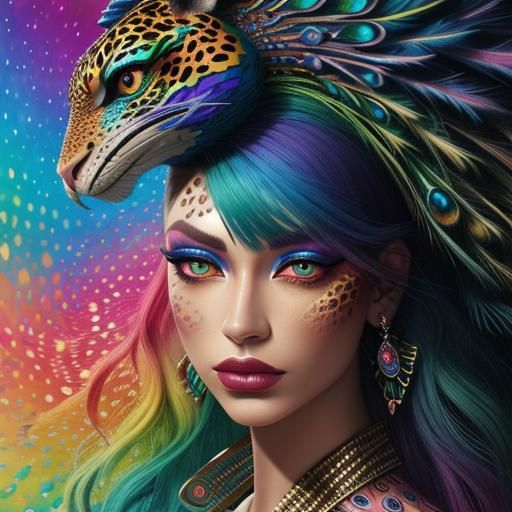 Rainbow Dragon Woman: a Cosmic Visionary Portrait