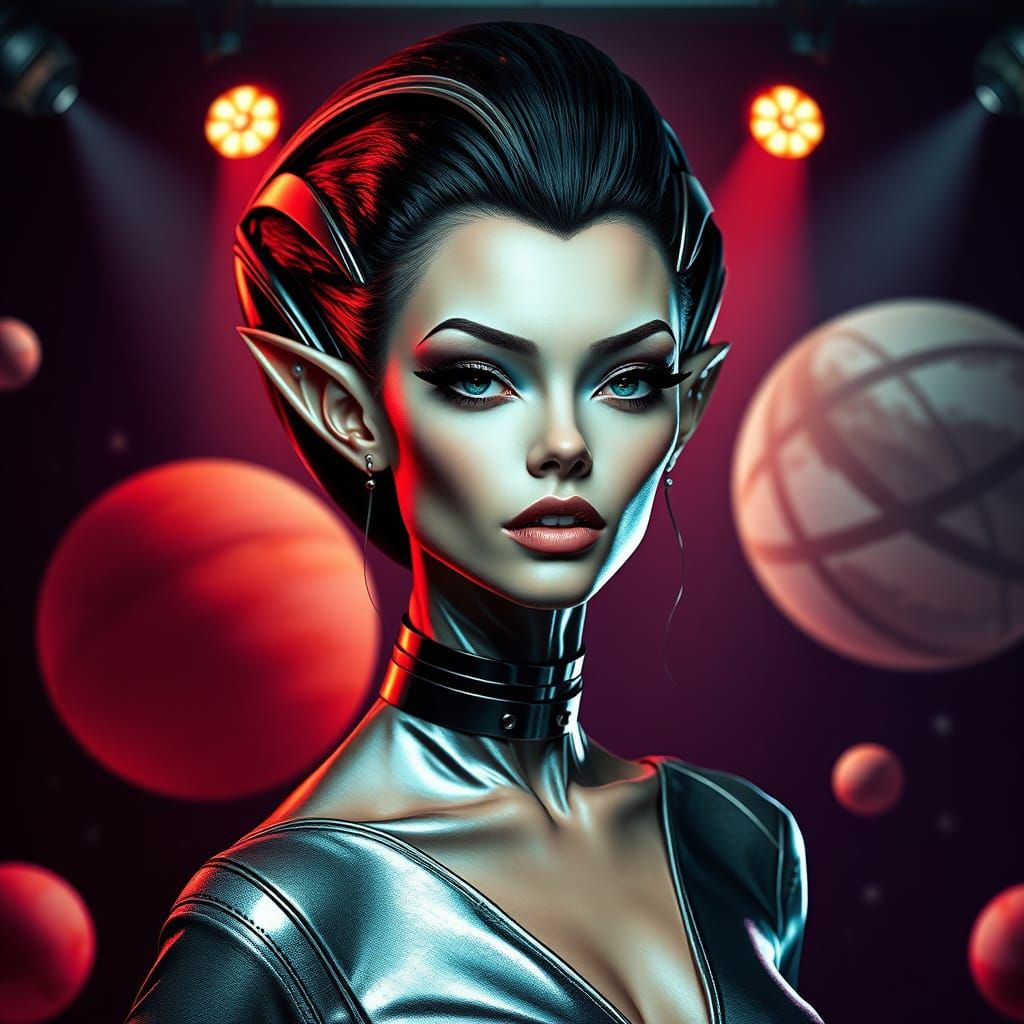 Retro-Futuristic Alien Hybrid Portrait in Glamour Style