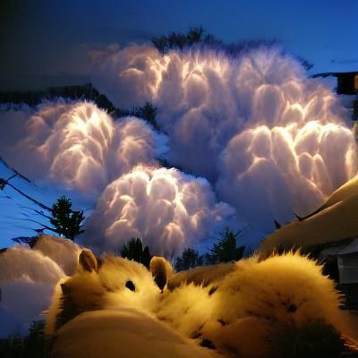 Fluffy Clouds Gather During Thunderstorm