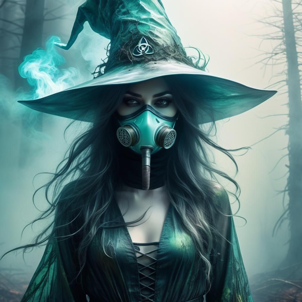 Radioactive Hazmat Witch in Ethereal Forest