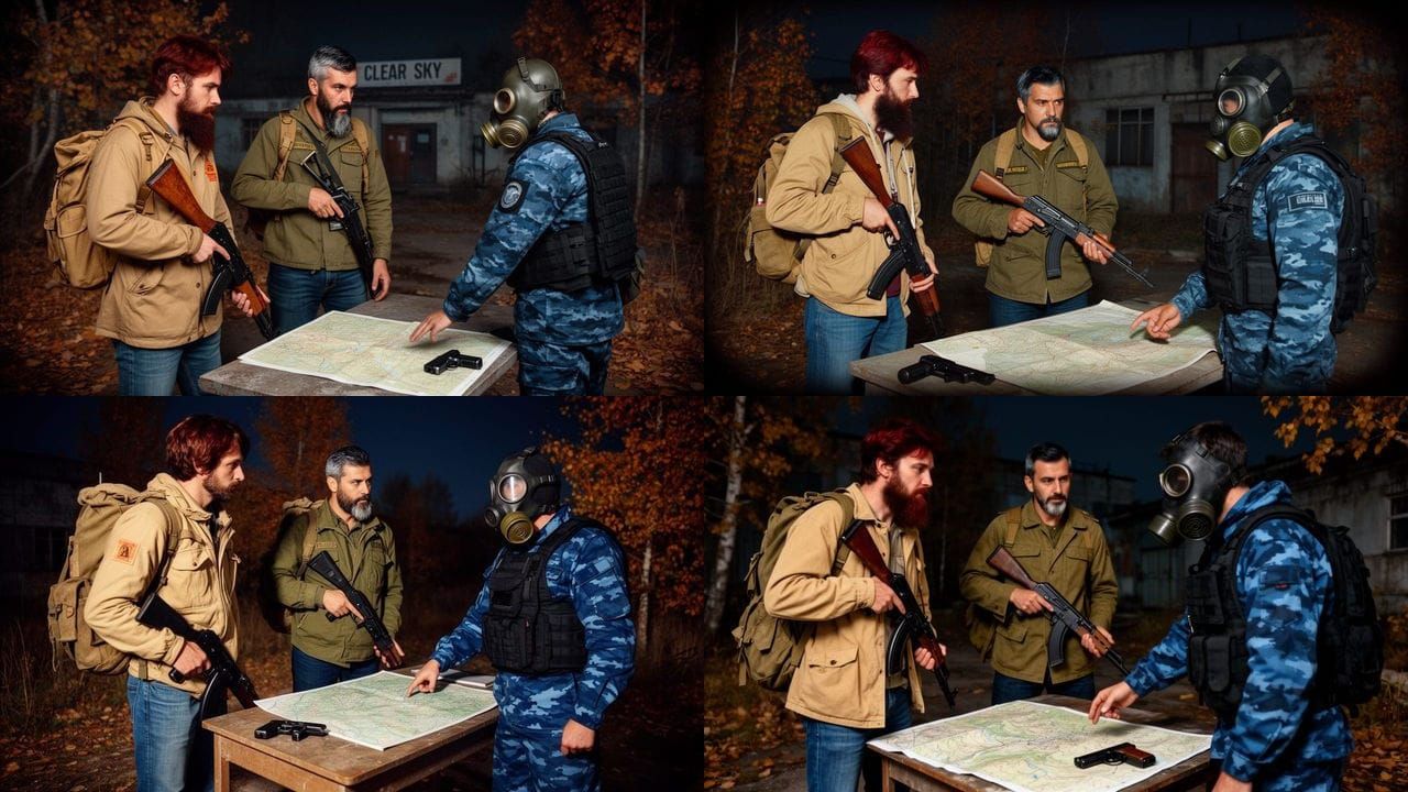 Stalker Game Characters in Cinematic Autumn Scene