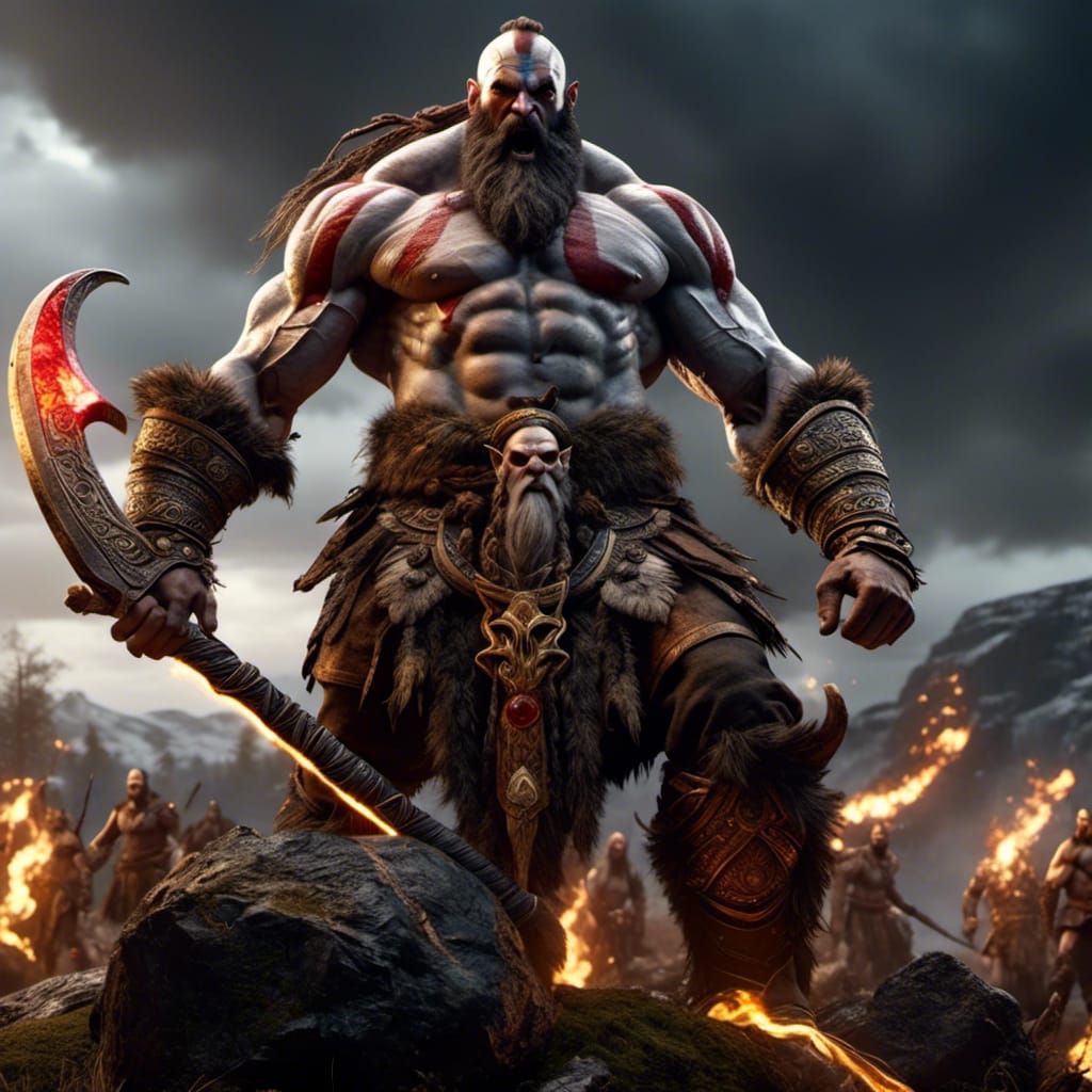 Dwarvish God of War in Hyperrealistic 3D Render