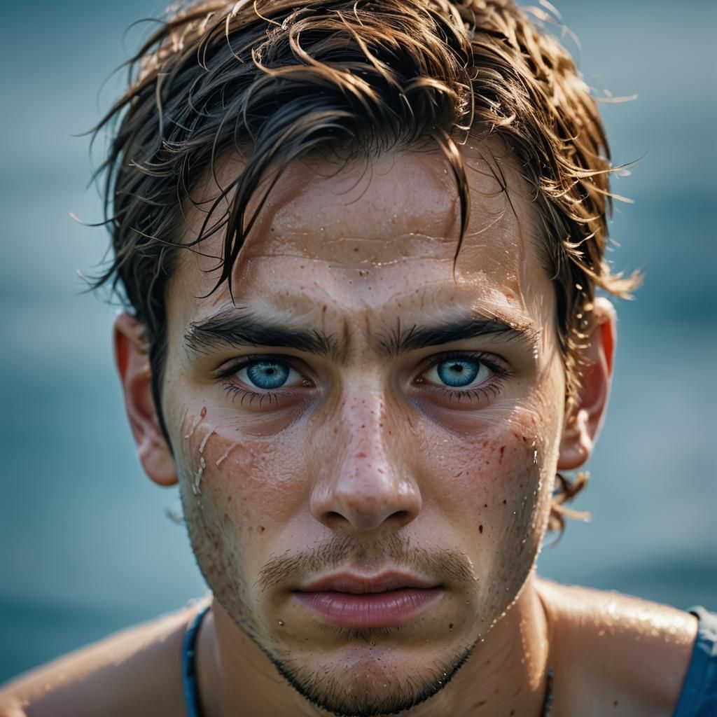 Intense Portrait of Young Adult with Broken Arm