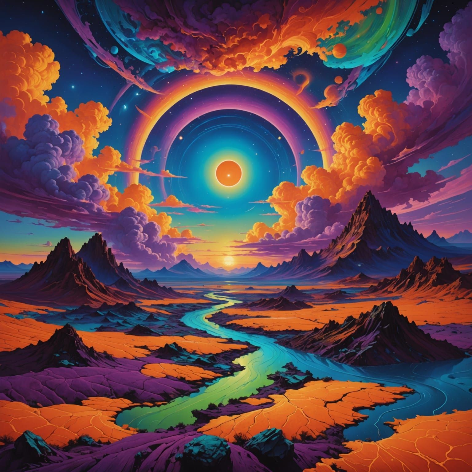 Cosmic Dreamscape Erupts with Vibrant Colors