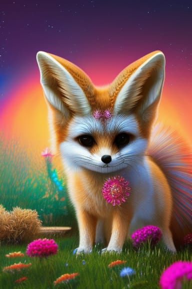 Cute Fennec Fox: Hyperdetailed Digital Illustration