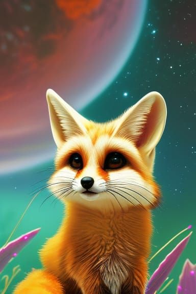 Cute Fennec Fox: Colorful Digital Illustration