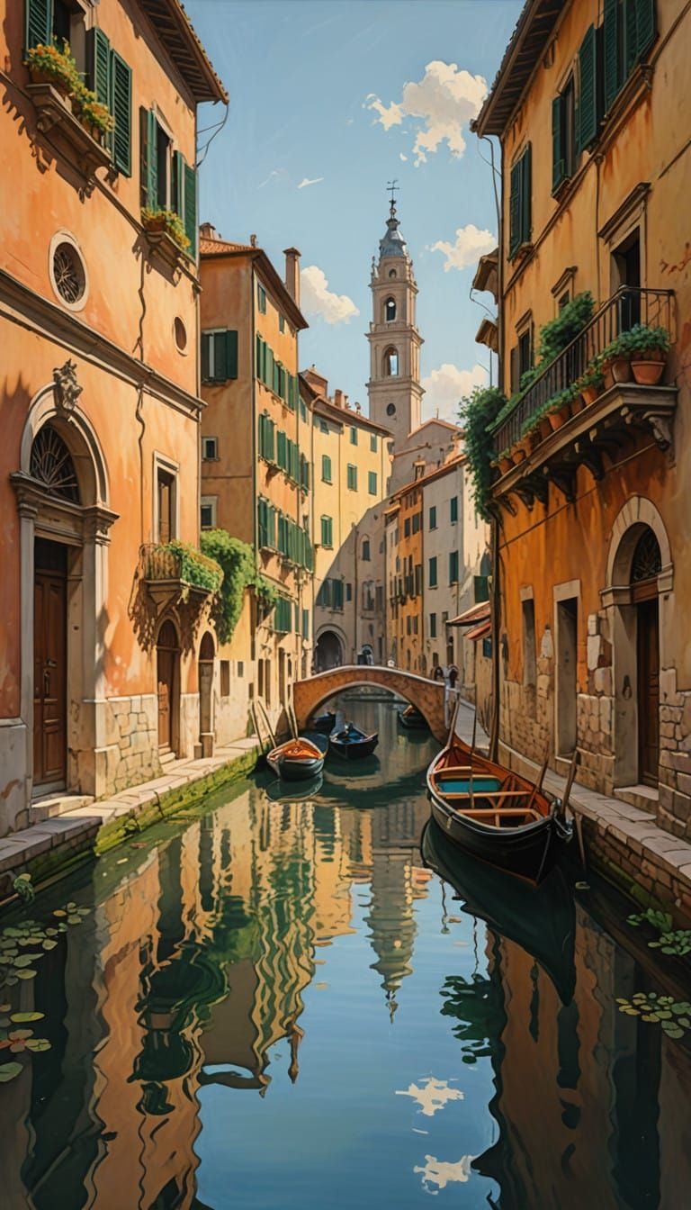 Idyllic Italian Cityscape in Golden Light