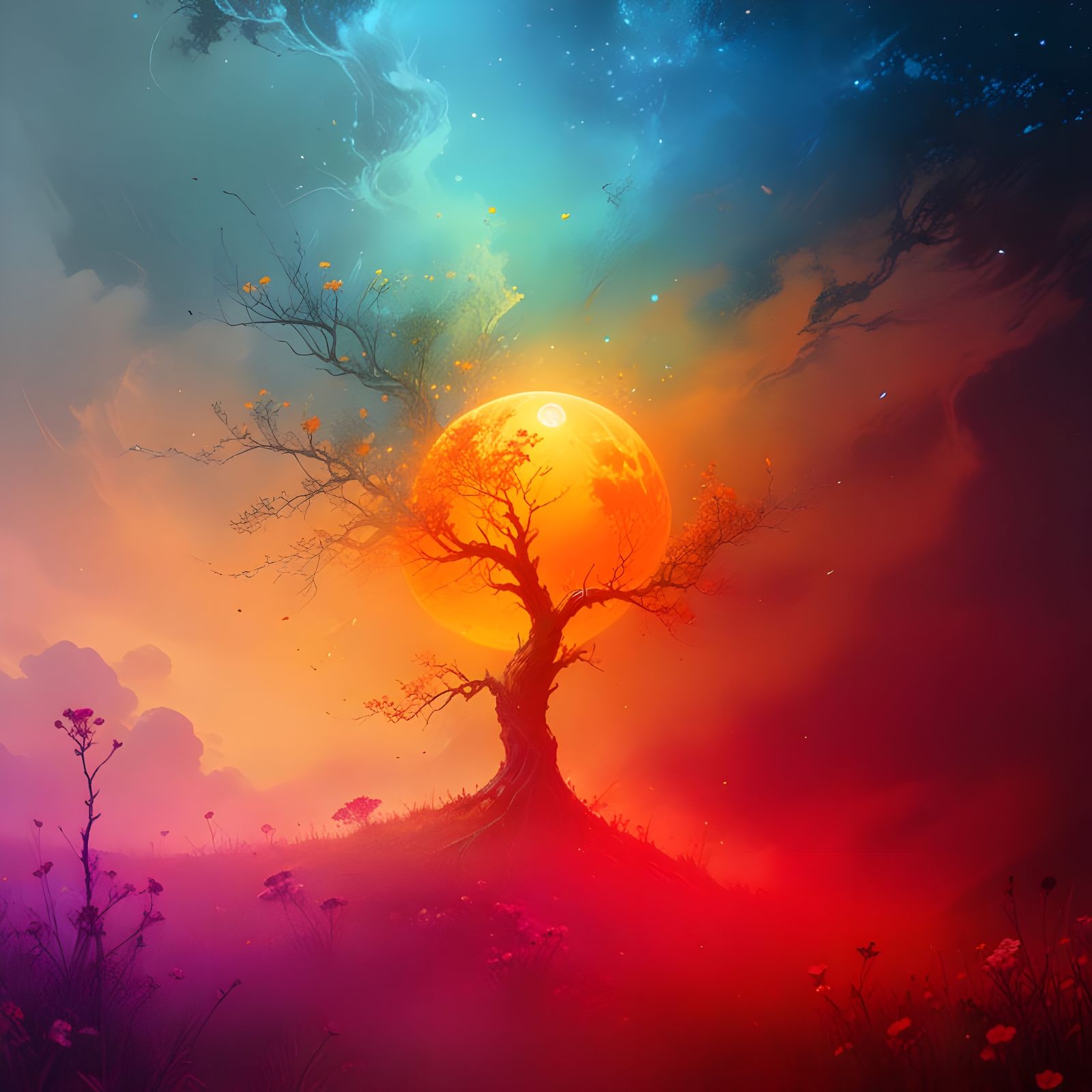 Ethereal Yggdrasil in Celestial Bloom