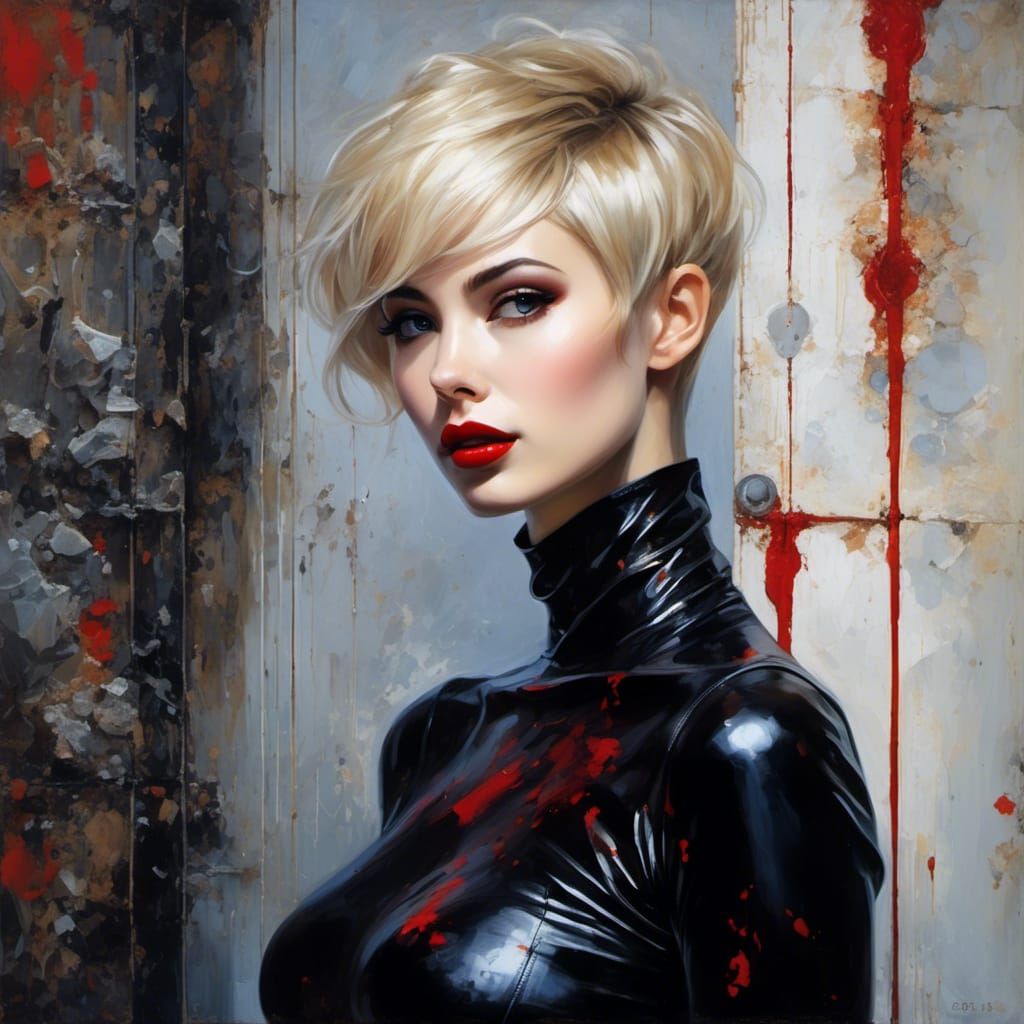 Gothic Portrait of a French Woman in Latex Lingerie