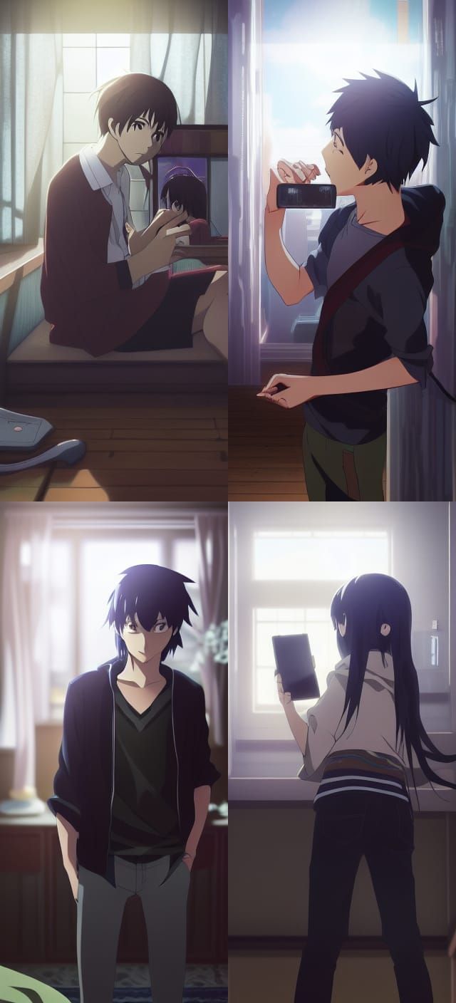 Anime Mirror Selfie by Makoto Shinkai