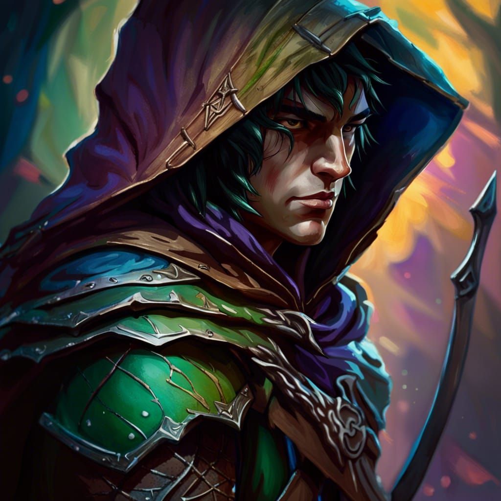 Mysterious Half-Elf Ranger Ready to Strike