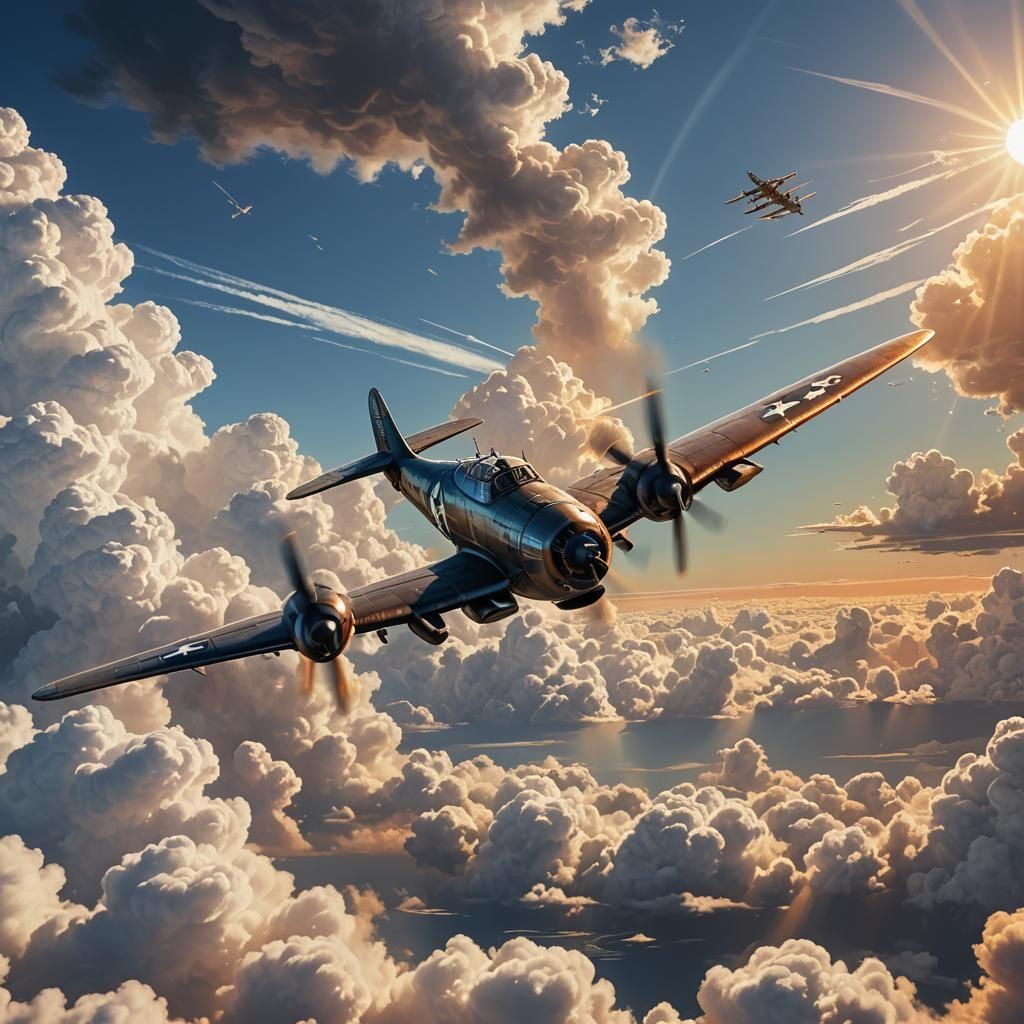 WWII Bomber in Fantasy Sky, Concept Art