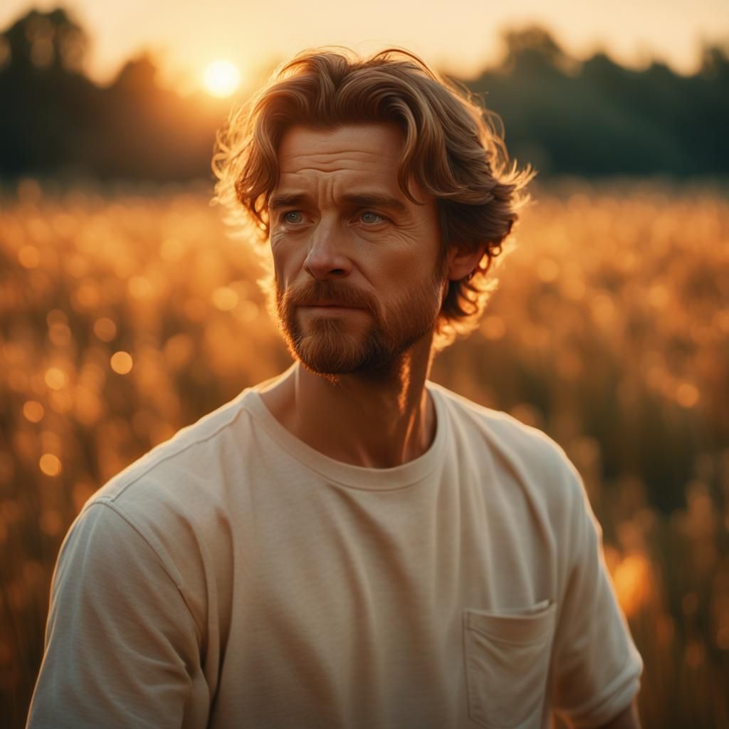 Man Painting Sunset as Dutch Master Oil Painting