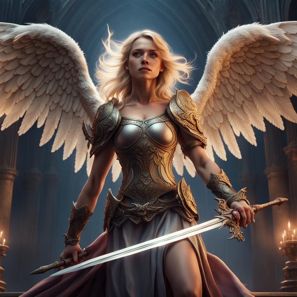 Angel Warrior in Vibrant Fantasy Realms