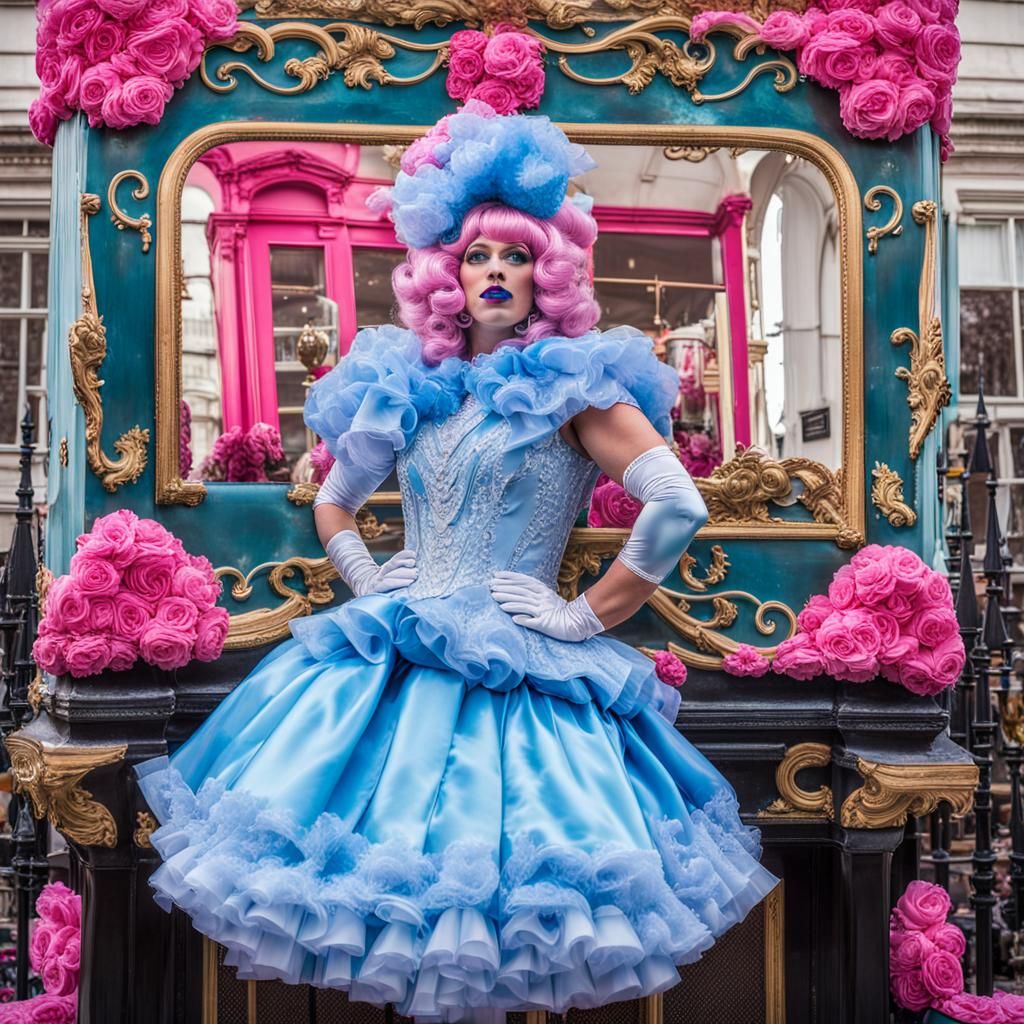Extravagant Drag Queen in Satin Wonderland