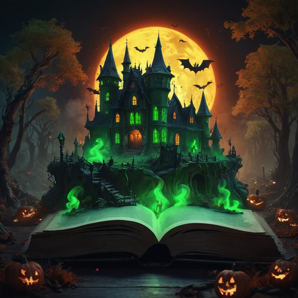 Miniature Halloween creepy Gothic fantasy world witch villag...