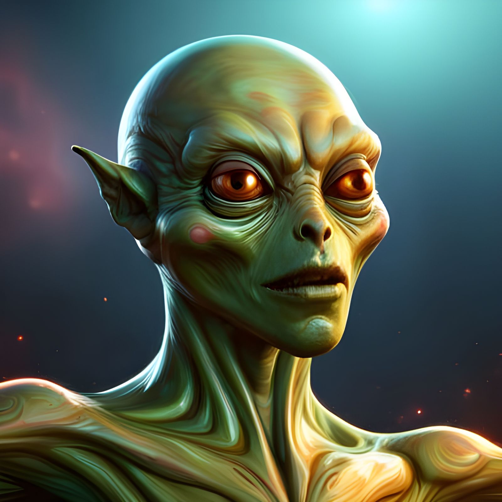 Vivid Alien Creature in Holographic Art Style