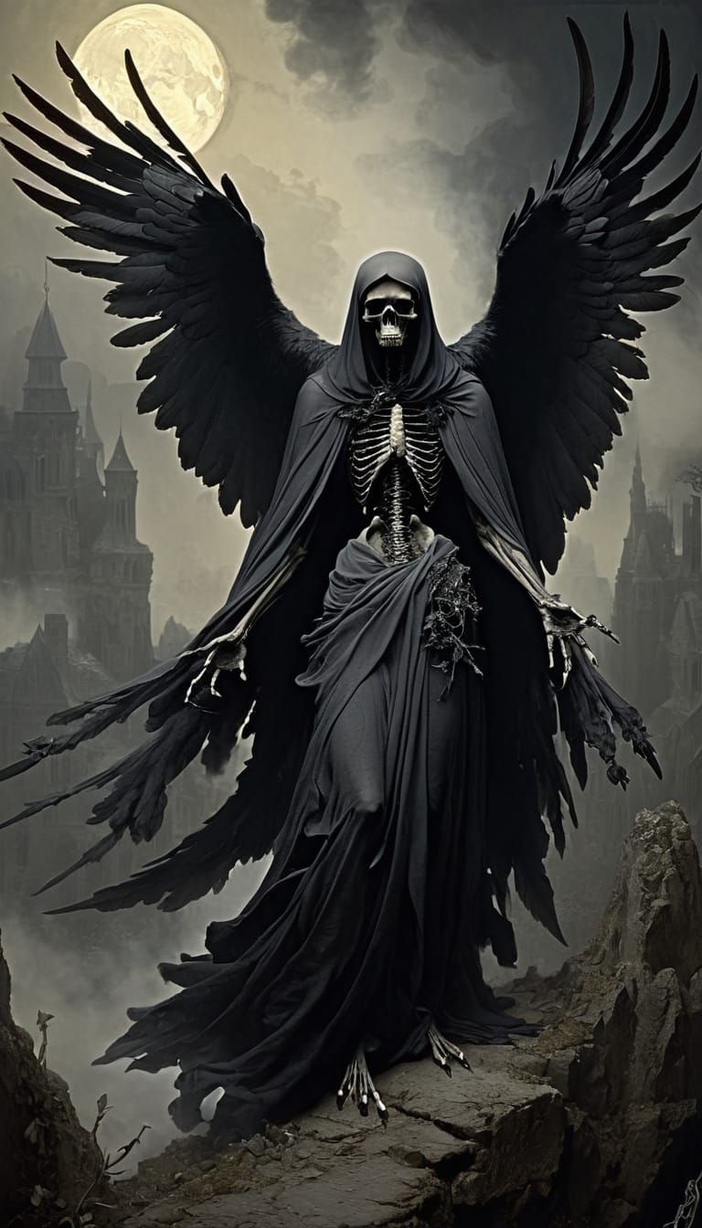 Gustave Doré Style Raven Winged Spectre
