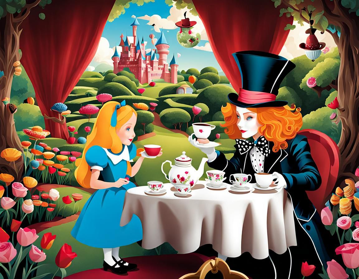 Alice and Mad Hatter's Tea Party