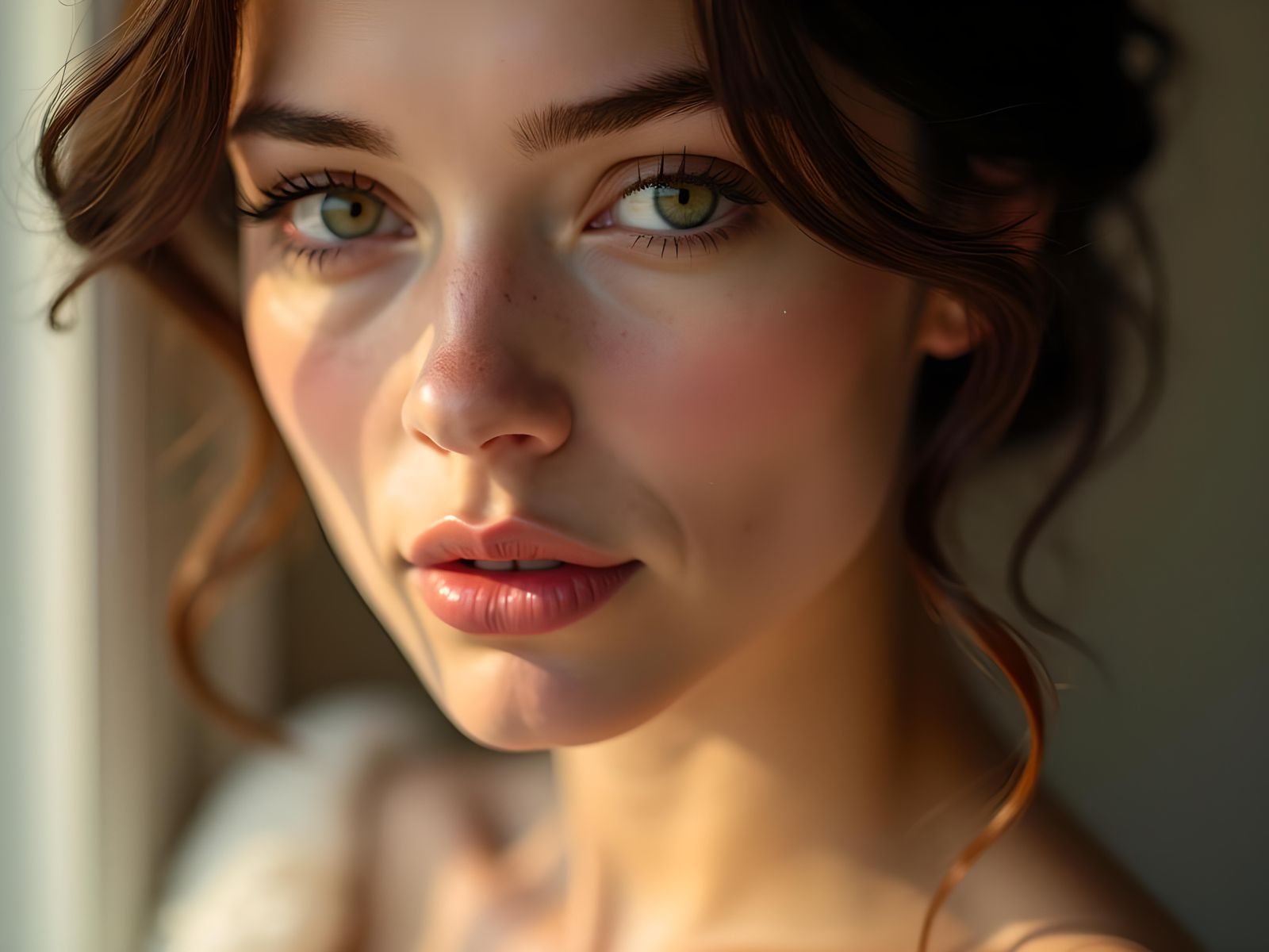 Exquisite Portrait Emphasizing Softness and Delicate Feature...