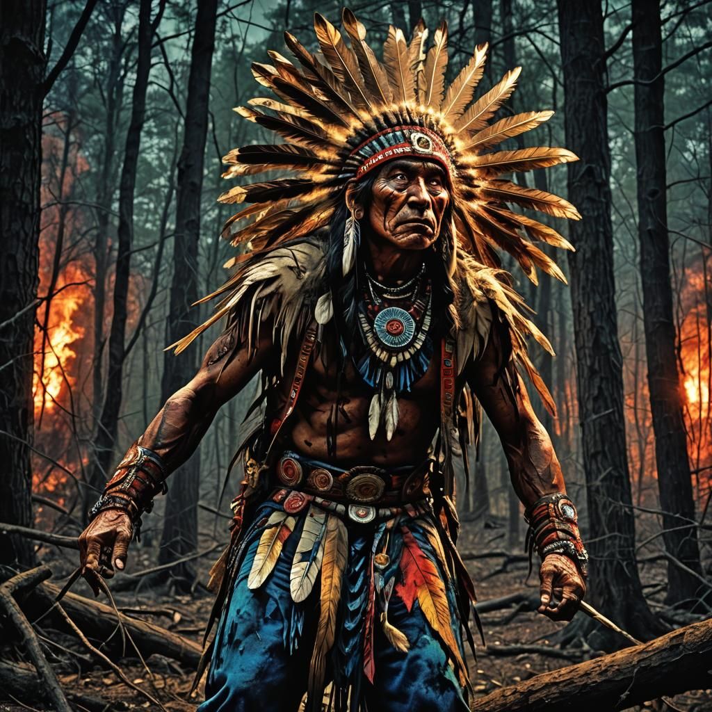 Native American Spirit in Vivid Night Photography