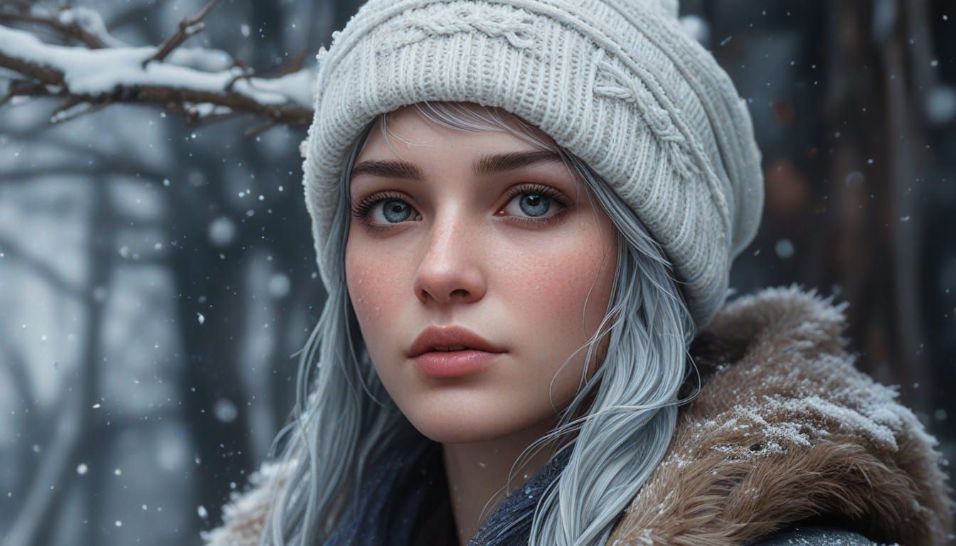 Winter Portrait in Hyperdetailed Lighting