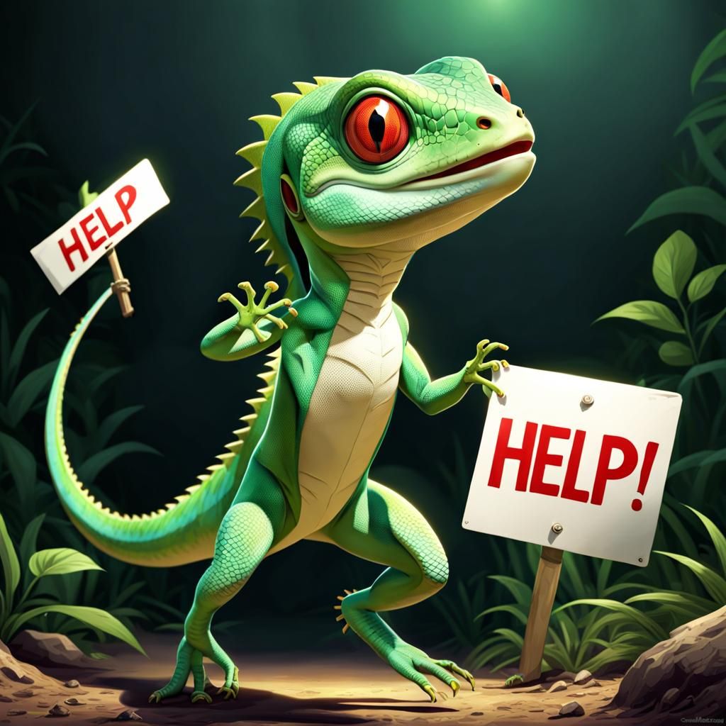 Frightened Lizard As Cel-Shaded Studio Trigger Art