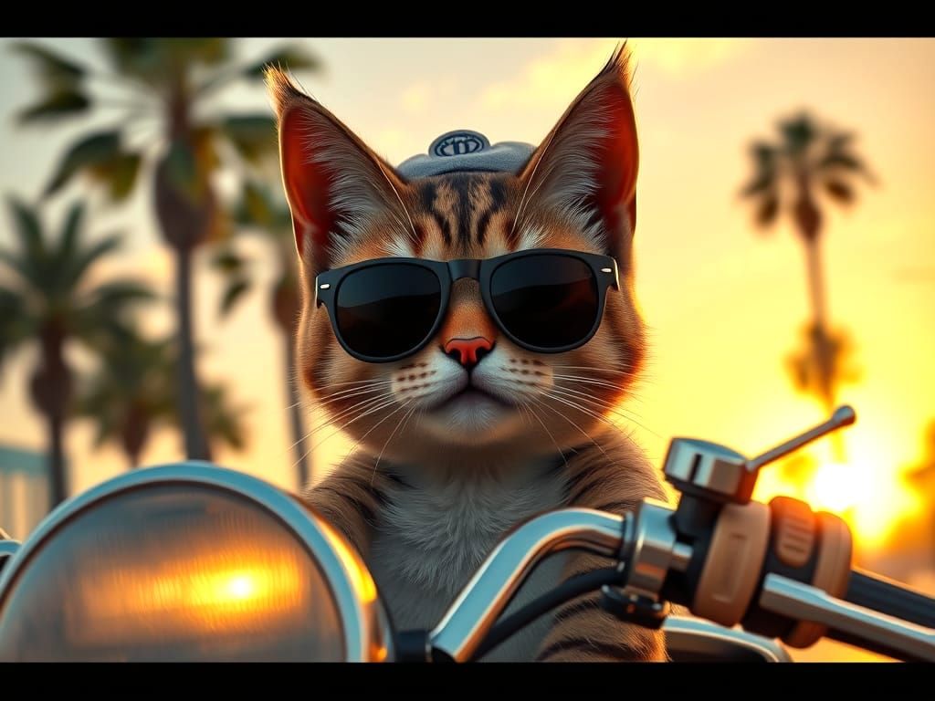 A cat on a motorbike.  2