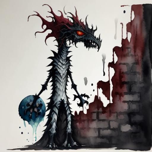 Mischievous One-Eyed Monster in Watercolor Style